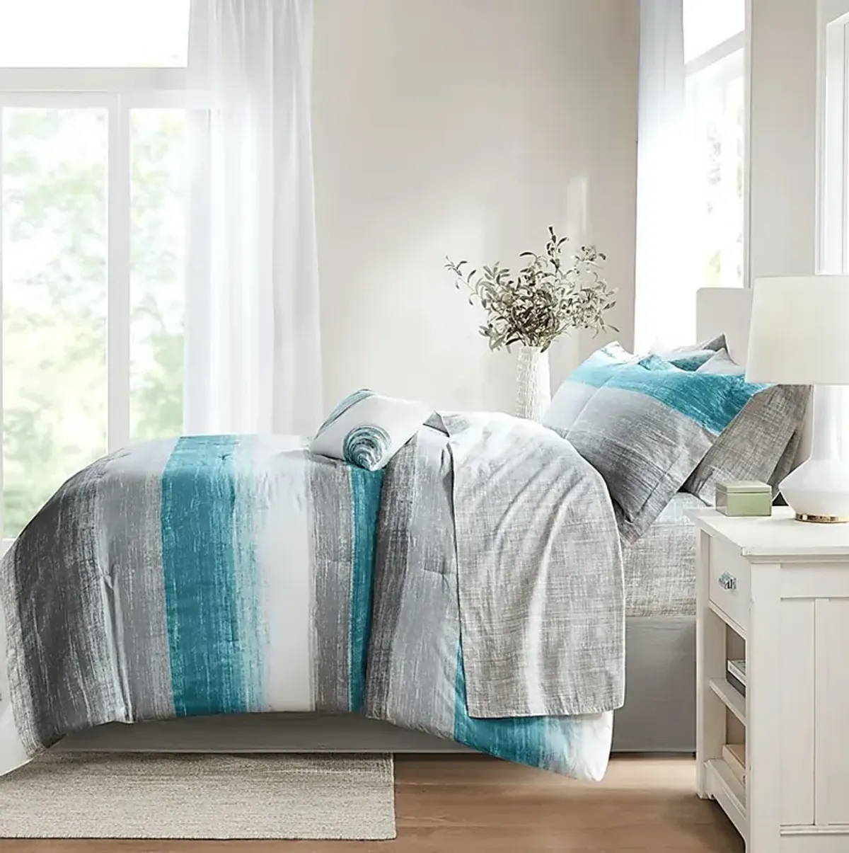 Paysee Blue 7 Pc Twin Comforter Set