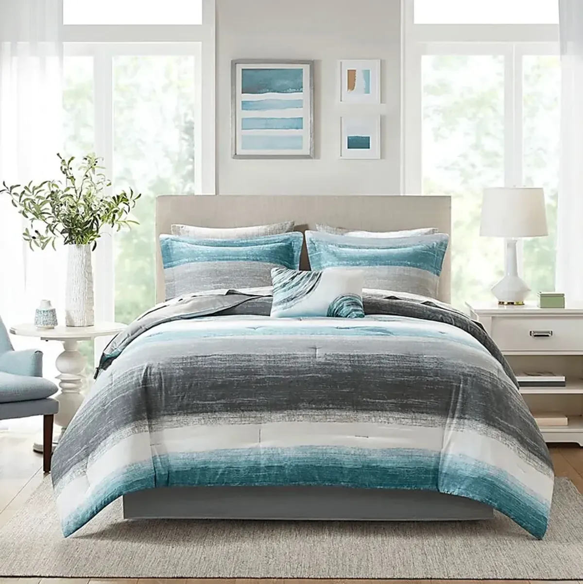 Paysee Blue 7 Pc Twin Comforter Set