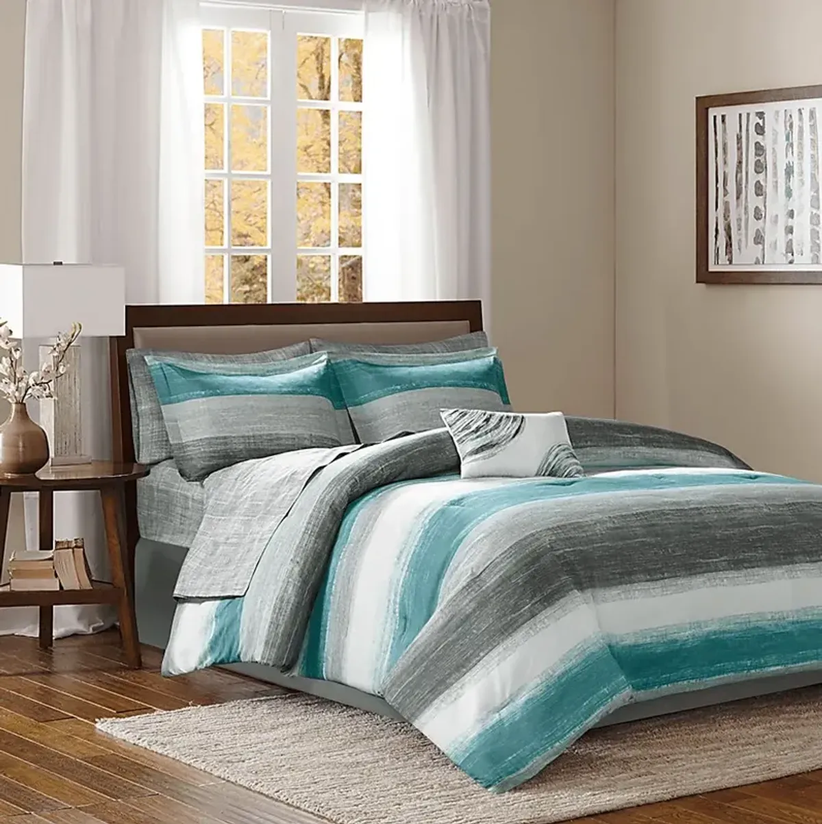 Paysee Blue 7 Pc Twin Comforter Set