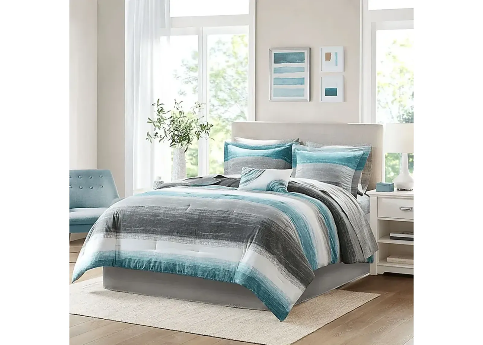 Paysee Blue 7 Pc Twin Comforter Set