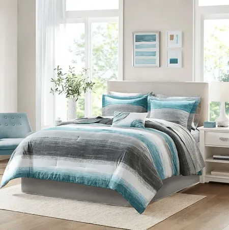 Paysee Blue 9 Pc Queen Comforter Set