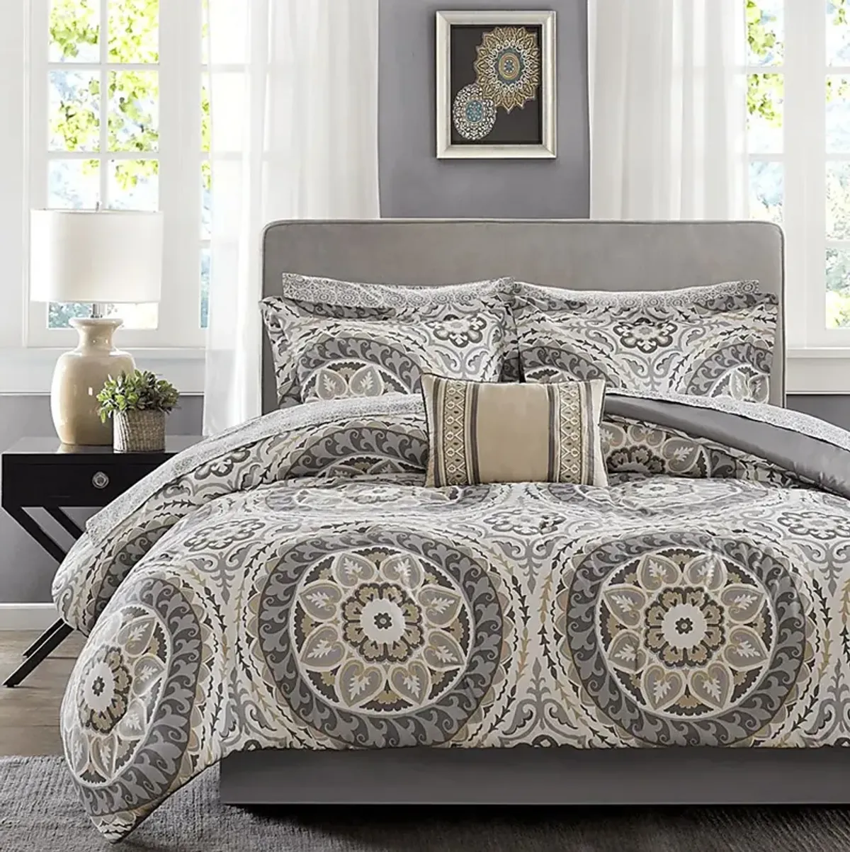 Periston Taupe 9 Pc Queen Comforter Set