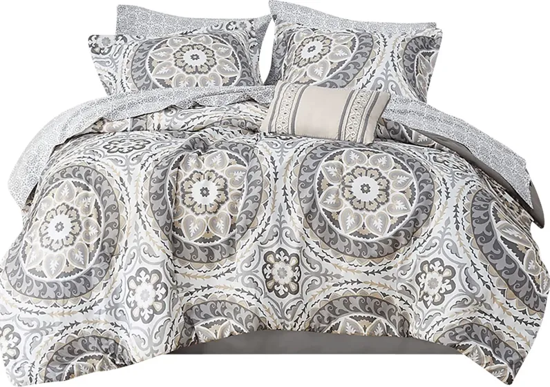 Periston Taupe 9 Pc King Comforter Set