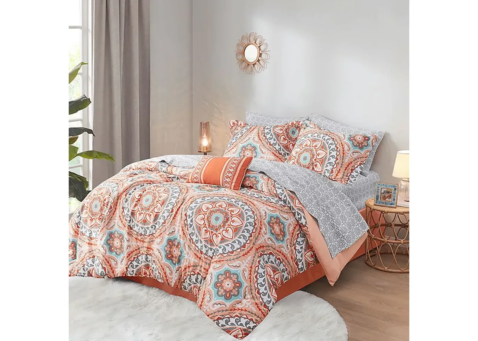 Perrault Coral 7 Pc Twin Comforter Set