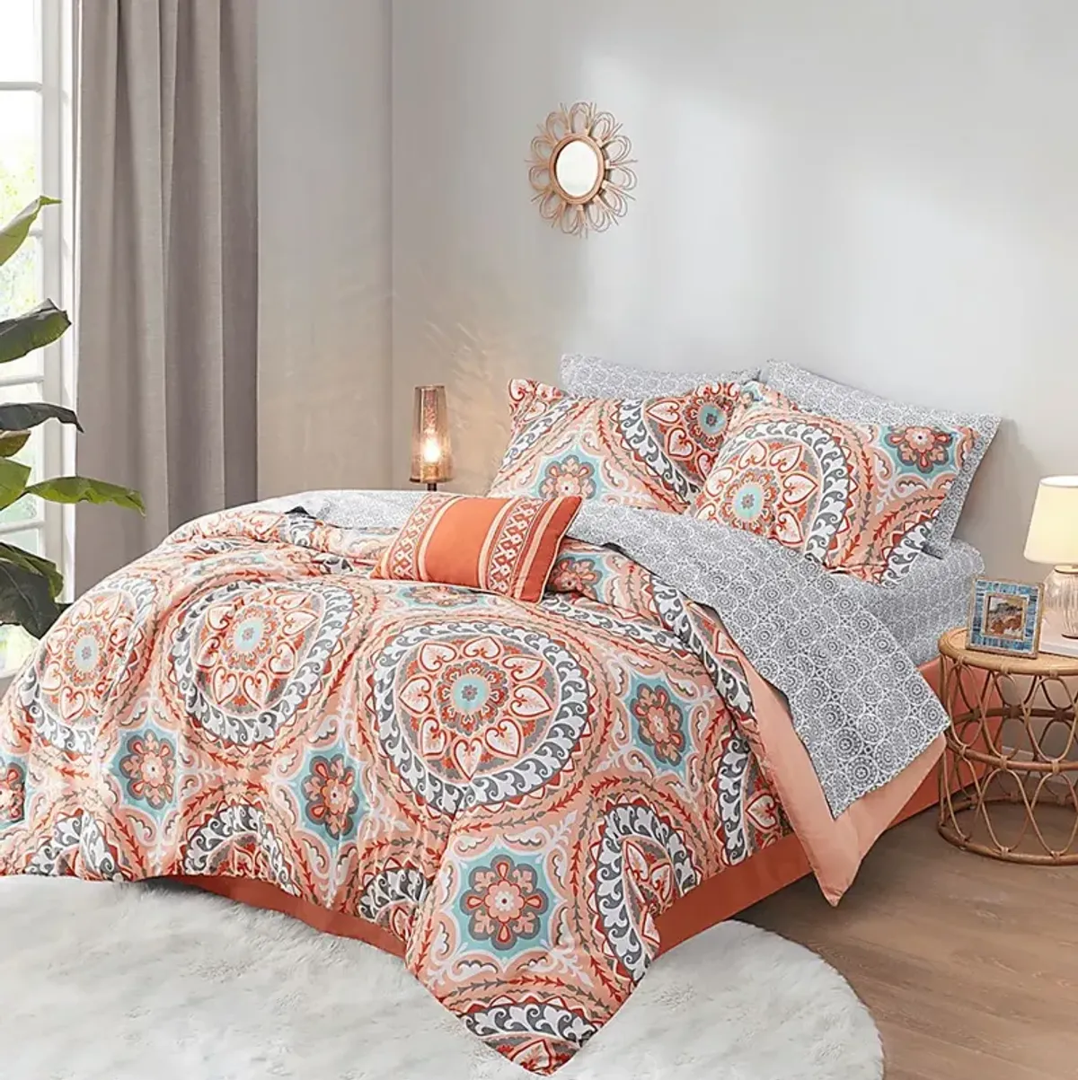 Perrault Coral 7 Pc Twin Comforter Set