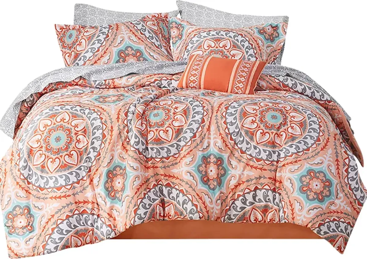 Perrault Coral 9 Pc Full Comforter Set