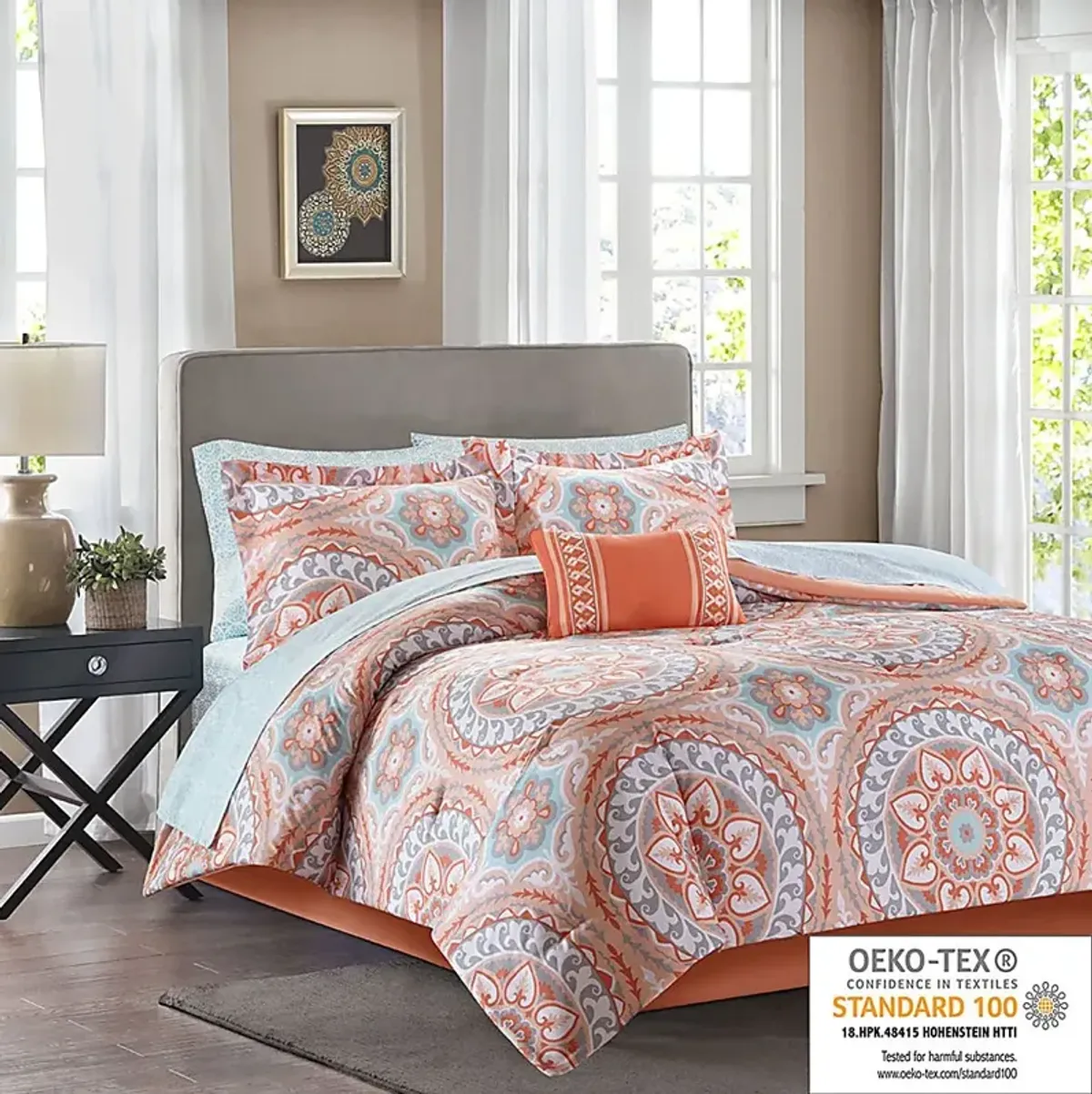 Perrault Coral 9 Pc Queen Comforter Set