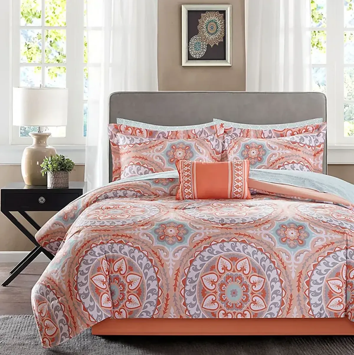 Perrault Coral 9 Pc Queen Comforter Set