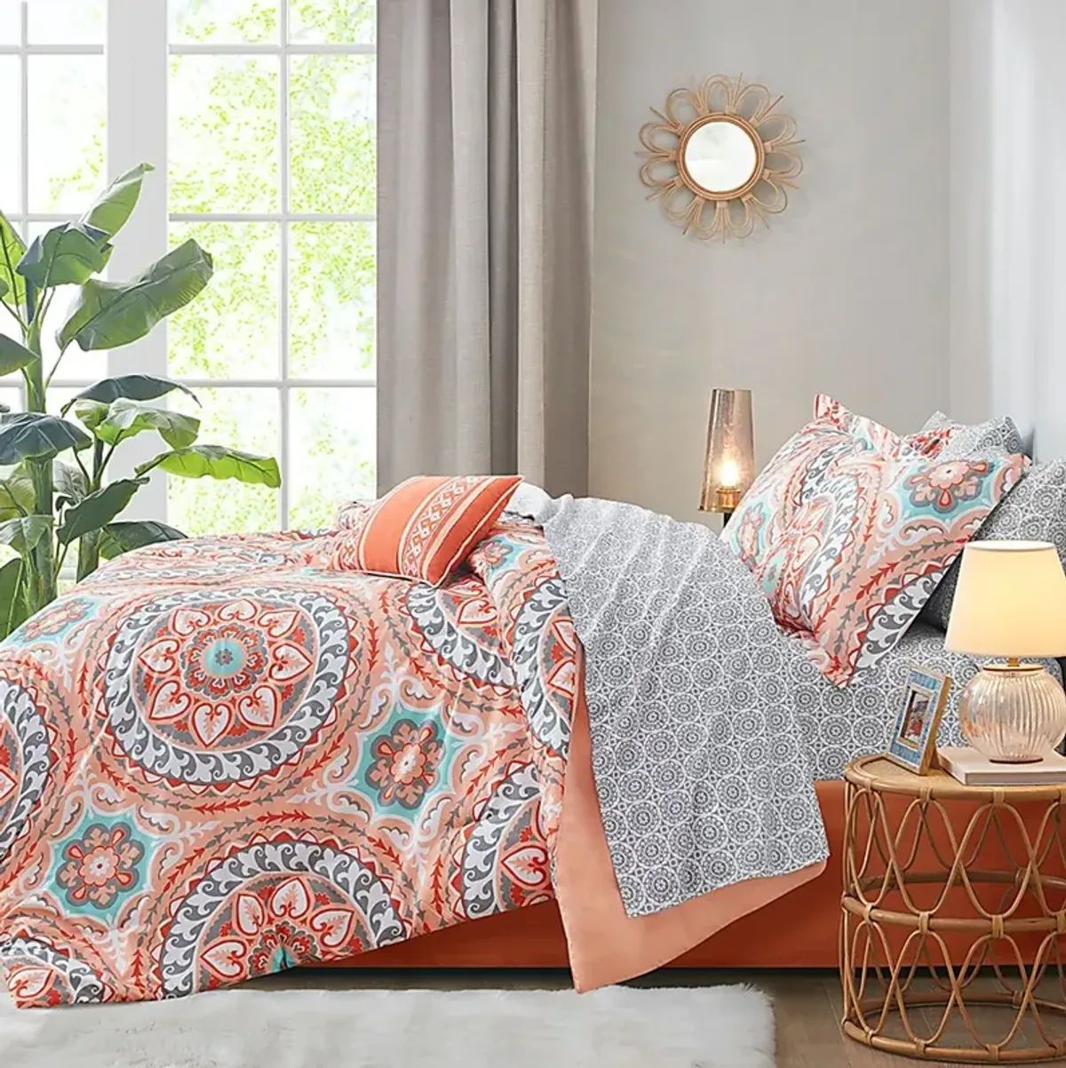 Perrault Coral 9 Pc Queen Comforter Set