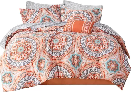 Perrault Coral 9 Pc Queen Comforter Set