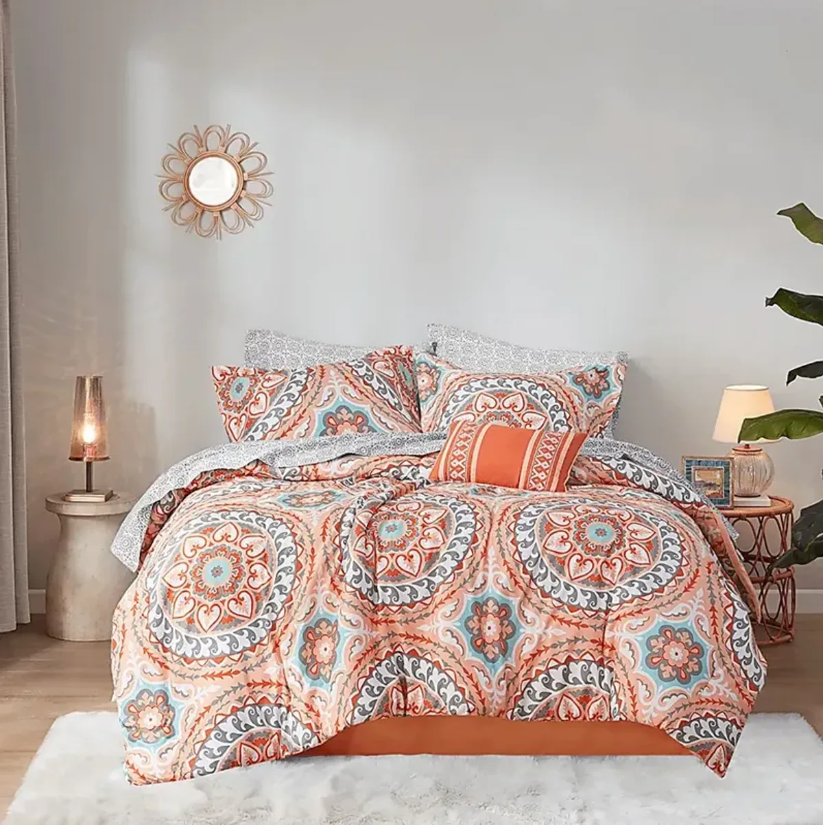 Perrault Coral 9 Pc Queen Comforter Set