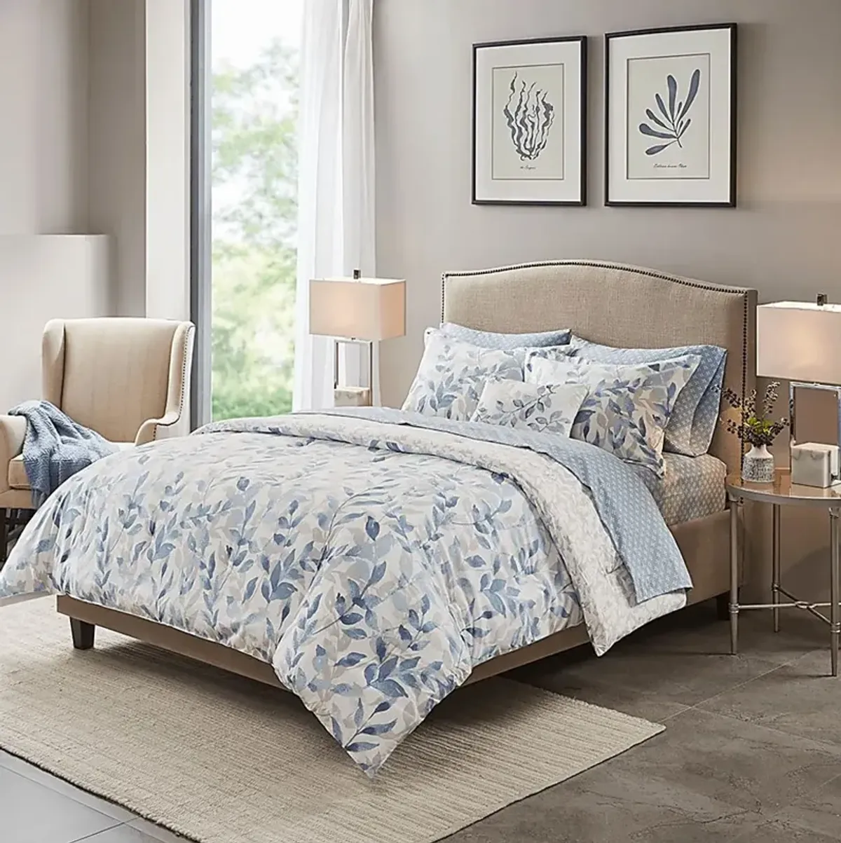 Picayne Blue 8 Pc Full Comforter Set