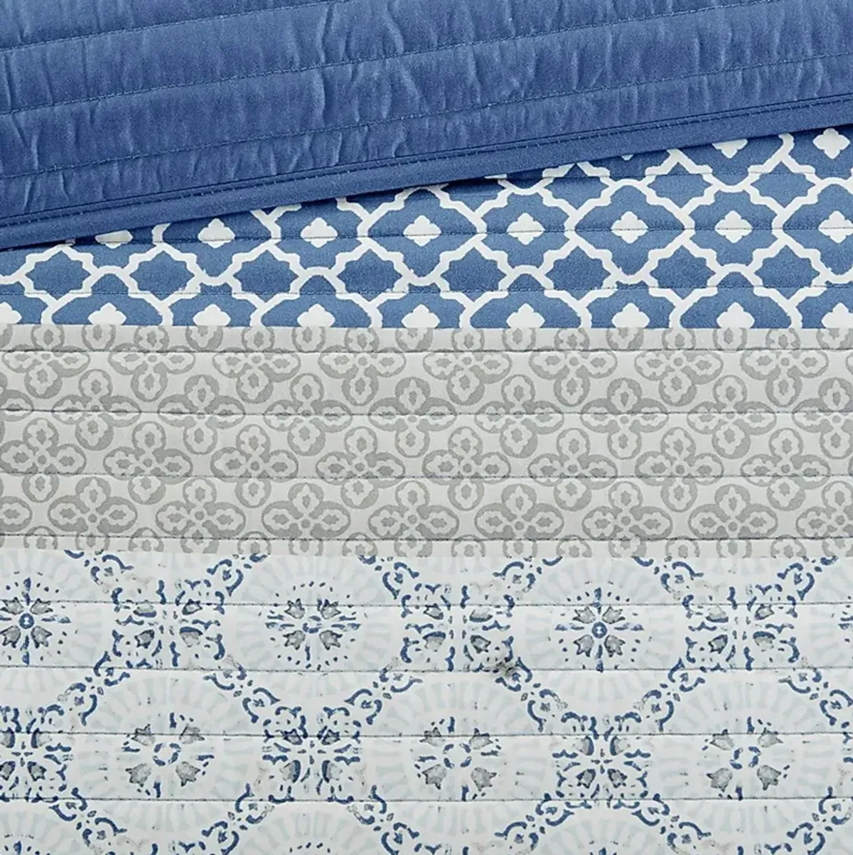 Poeyfarre Blue 8 Pc Full Coverlet Set