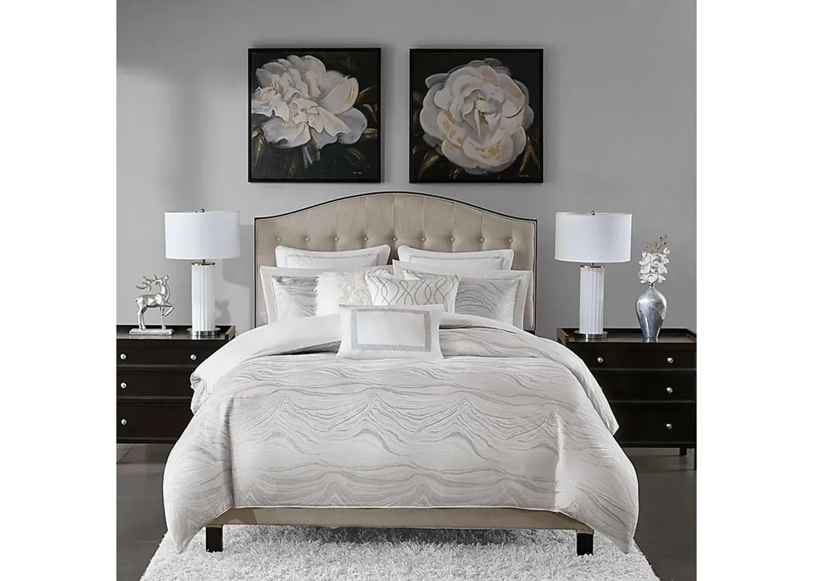 Porteous White 8 Pc Queen Comforter Set