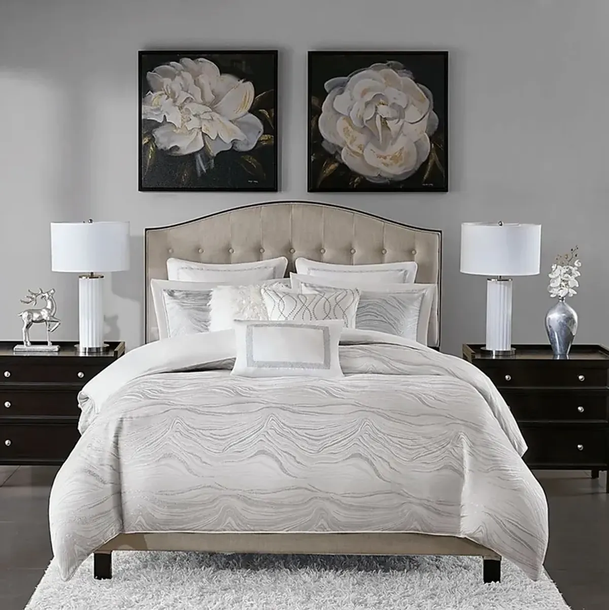 Porteous White 8 Pc Queen Comforter Set