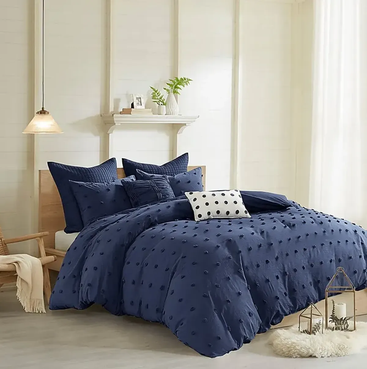 Samorar 7 Pc Blue King/California King Comforter Set