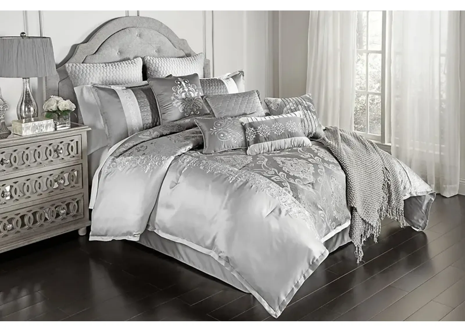 Anseor Gray 12 Pc Queen Comforter Set