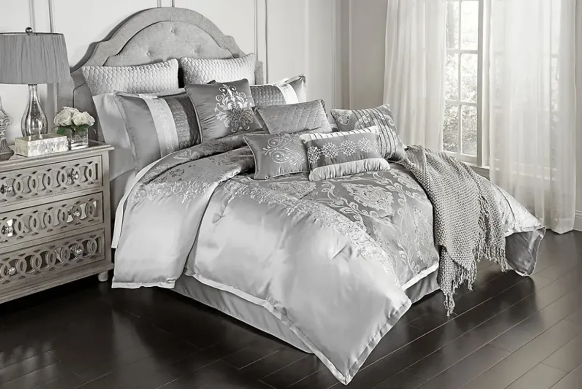 Anseor Gray 12 Pc Queen Comforter Set