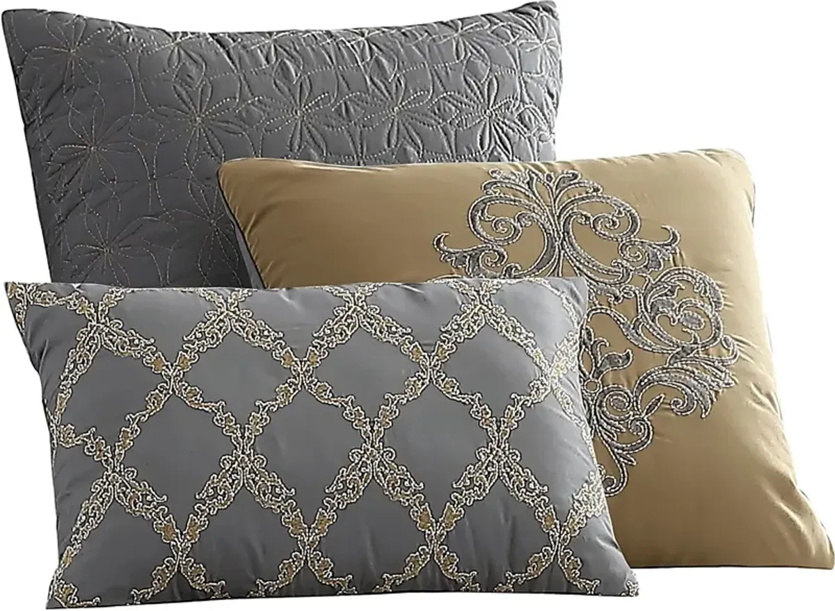 Blenheim Gray 9 Pc Queen Comforter Set