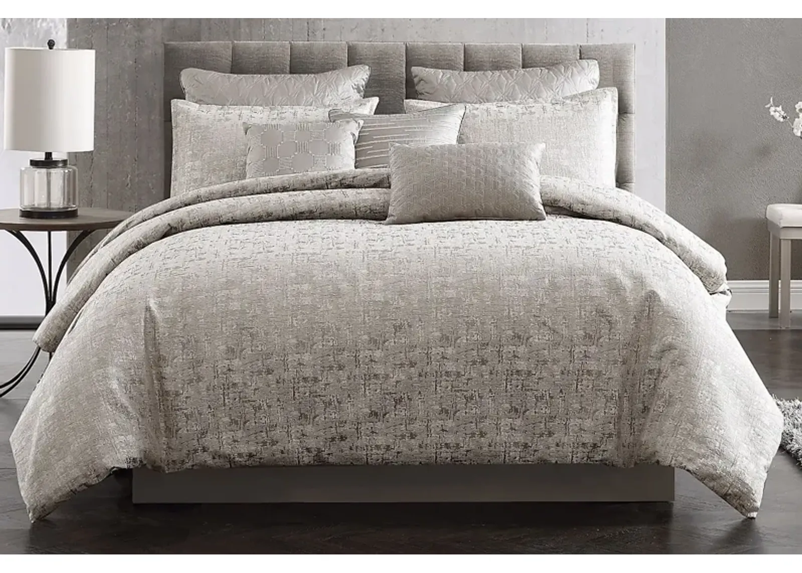 Calvent Gray 9 Pc Queen Comforter Set