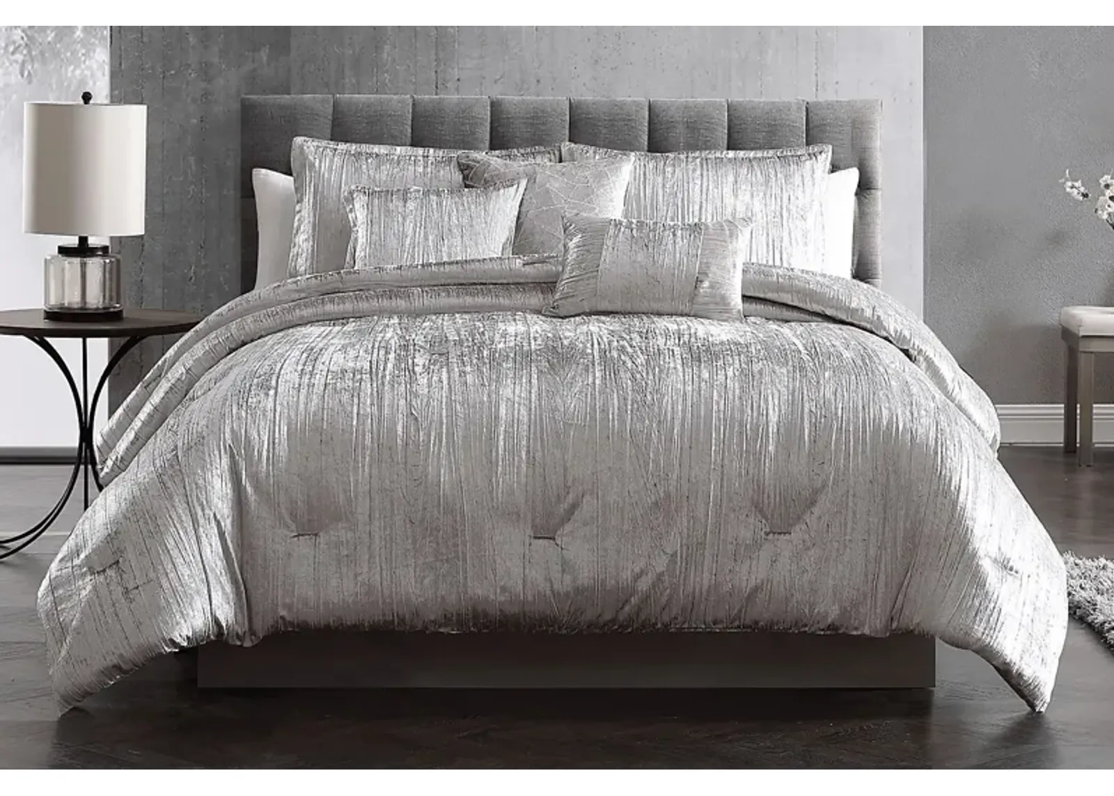 Cliffland Silver 7 Pc Queen Comforter Set