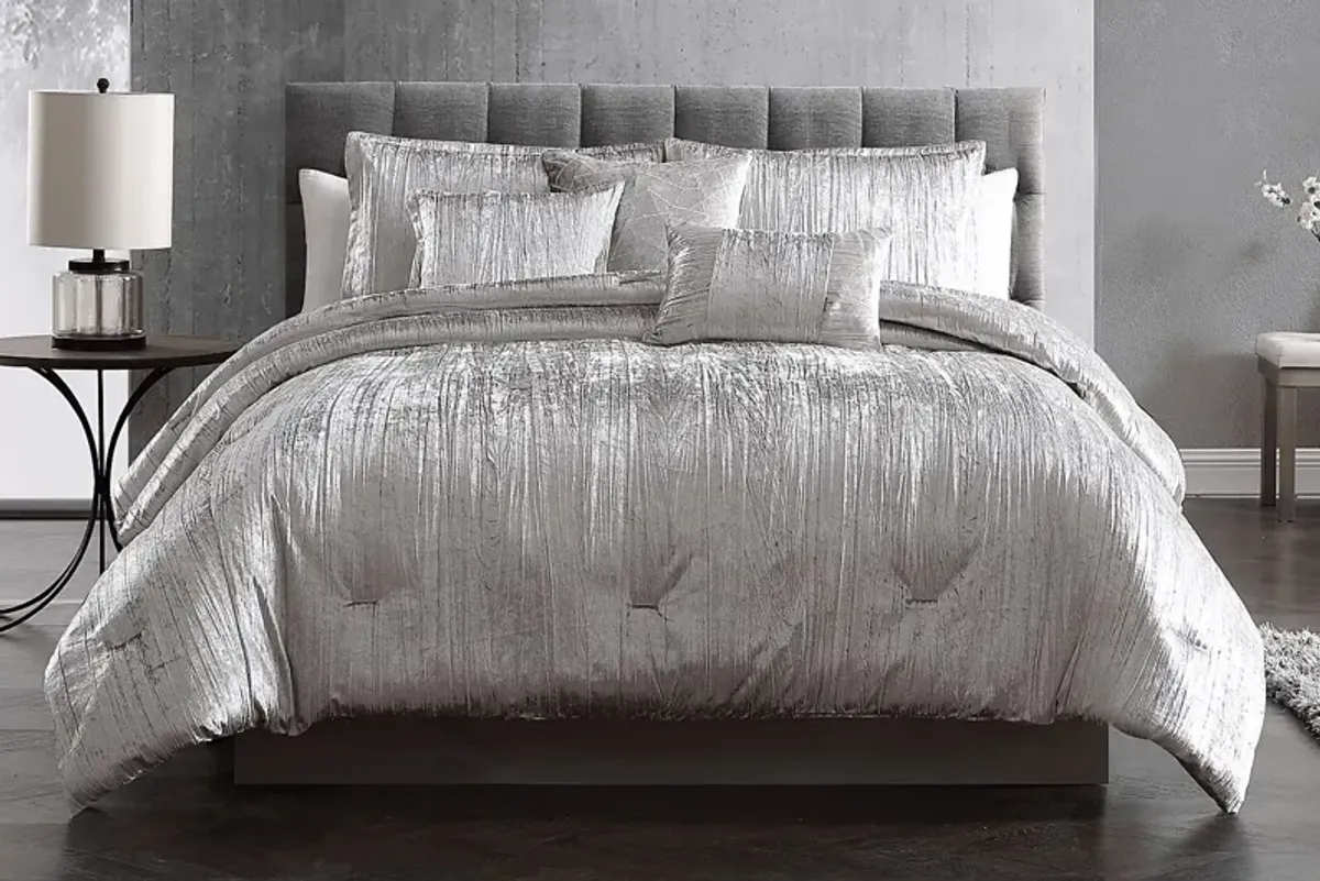 Cliffland Silver 7 Pc Queen Comforter Set