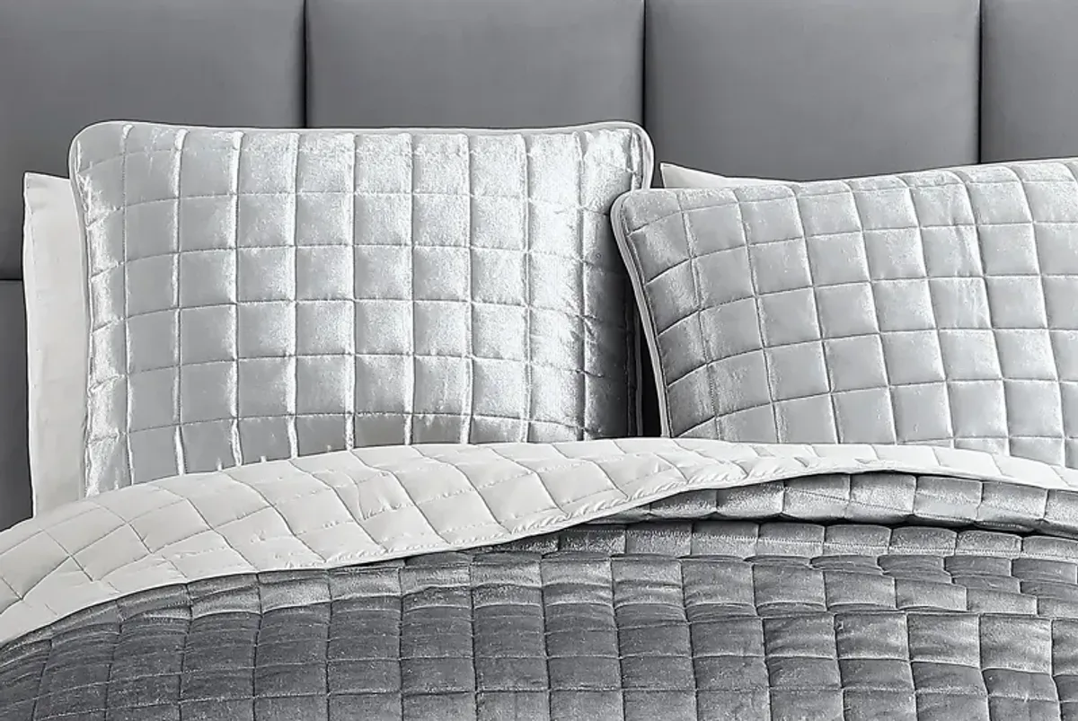 Constock Silver 3 Pc King Coverlet Set