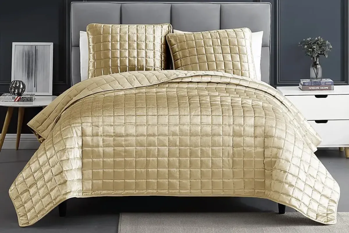 Constock Gold 3 Pc King Coverlet Set