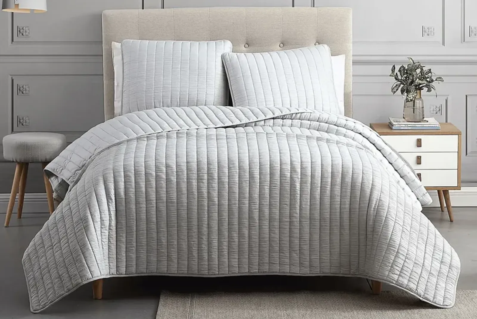 Corvair Light Gray 3 Pc King Coverlet Set