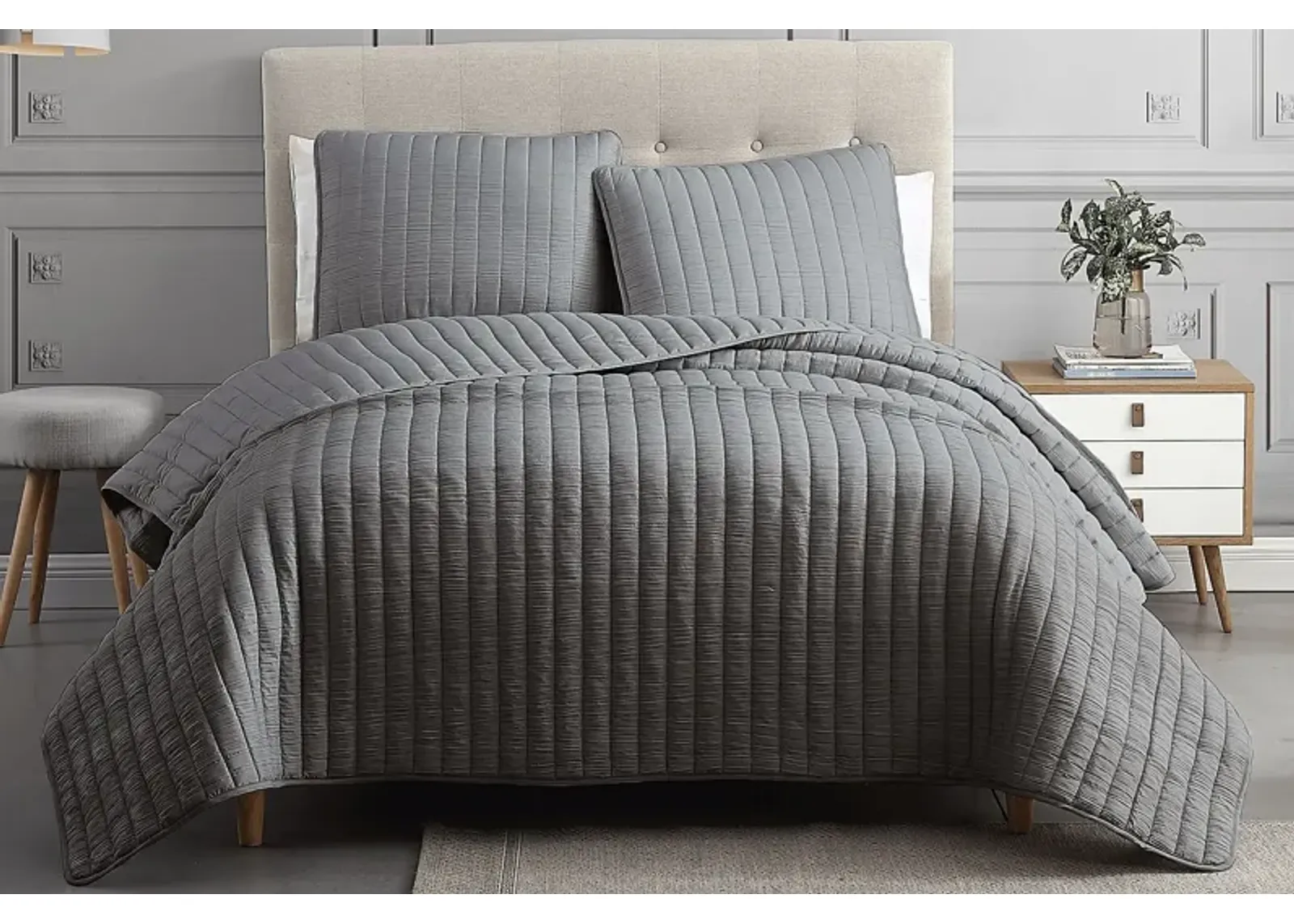 Corvair Dark Gray 3 Pc King Coverlet Set