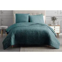 Corvair Teal 3 Pc King Coverlet Set