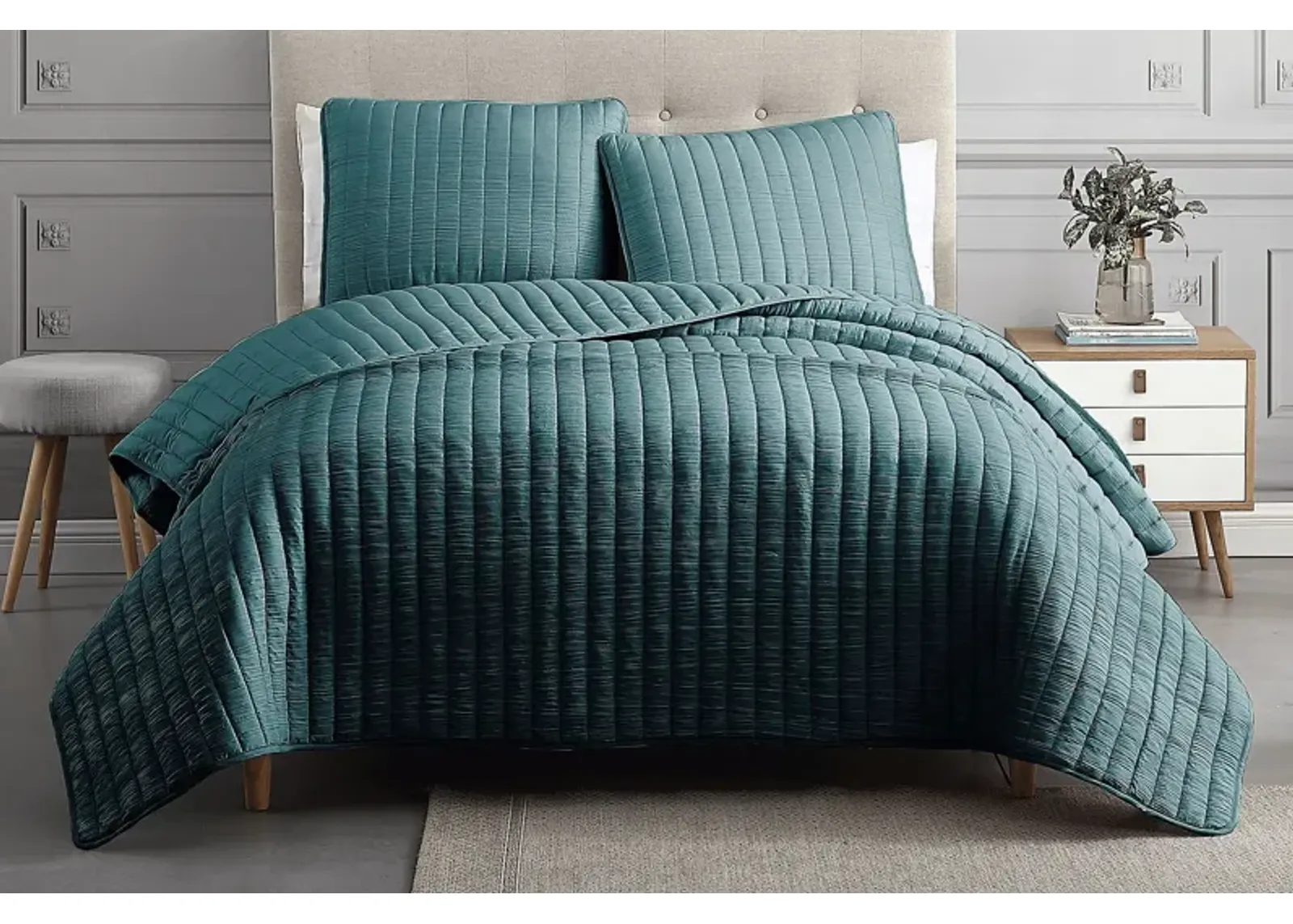 Corvair Teal 3 Pc King Coverlet Set