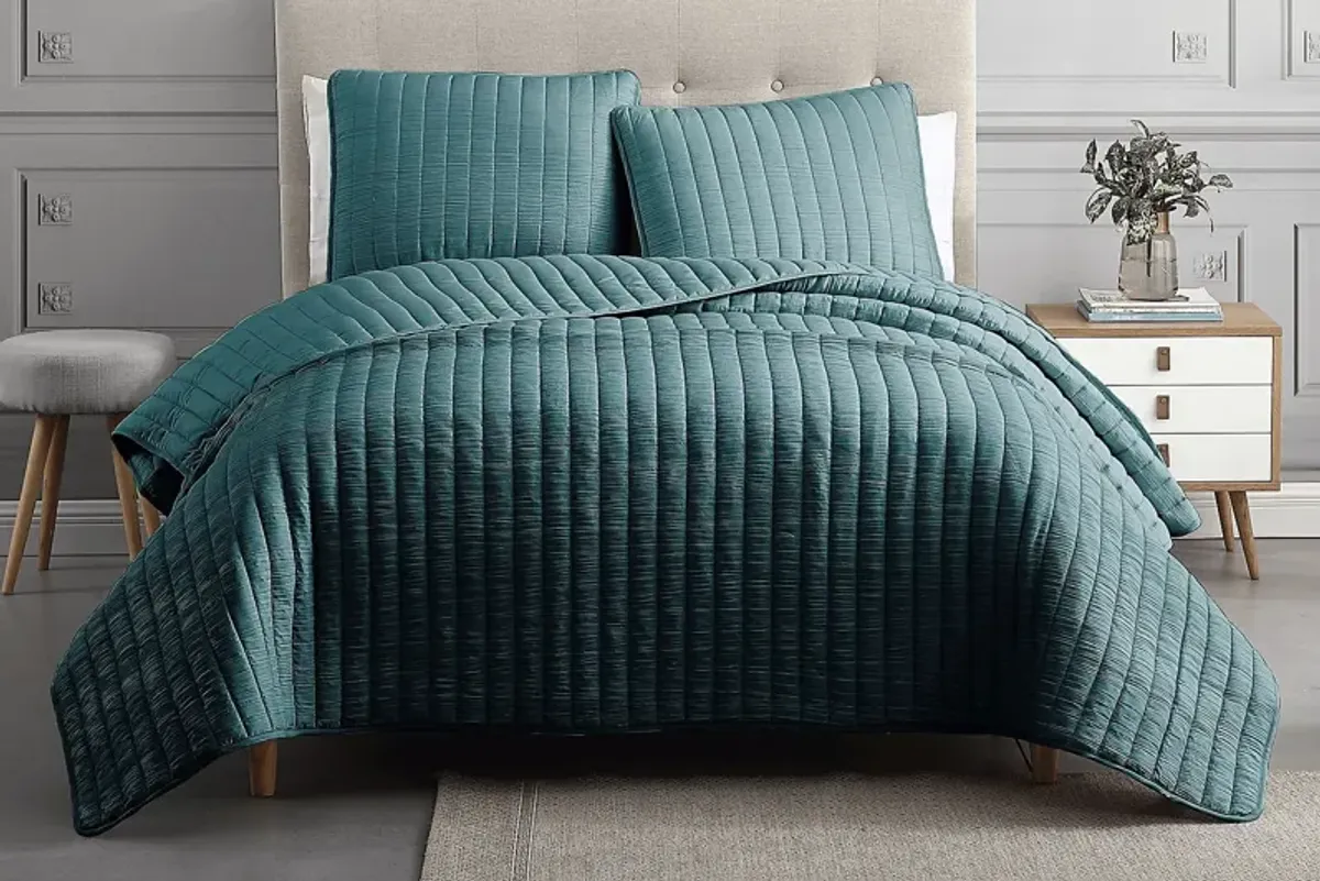 Corvair Teal 3 Pc King Coverlet Set