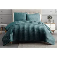 Corvair Teal 3 Pc Queen Coverlet Set
