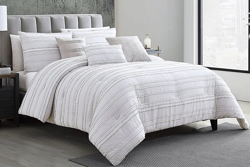 Cosgrave White Gray 6 Pc Queen Comforter Set