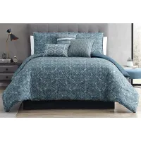 Croxton Blue 7 Pc Queen Comforter Set