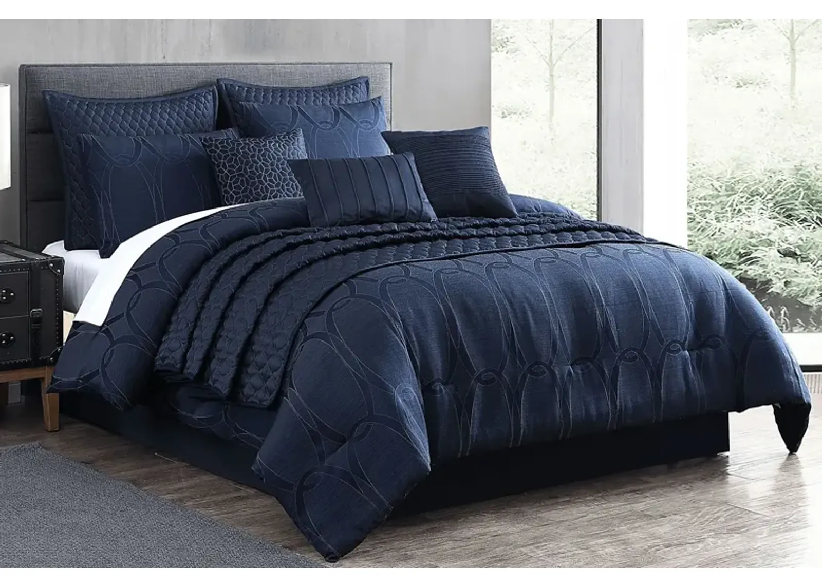 Cuthbert Navy 10 Pc King Comforter Set