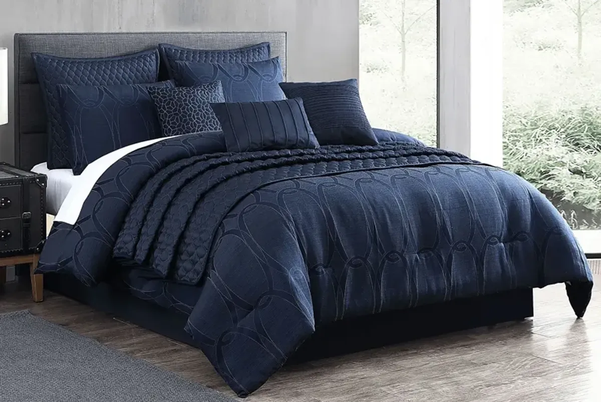 Cuthbert Navy 10 Pc King Comforter Set