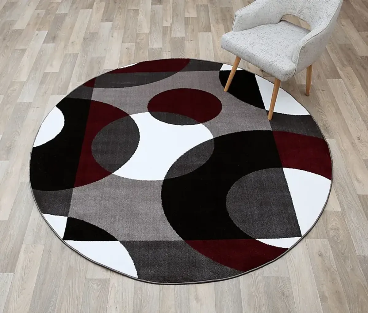 Ailana Burgundy 6'6 Round Rug