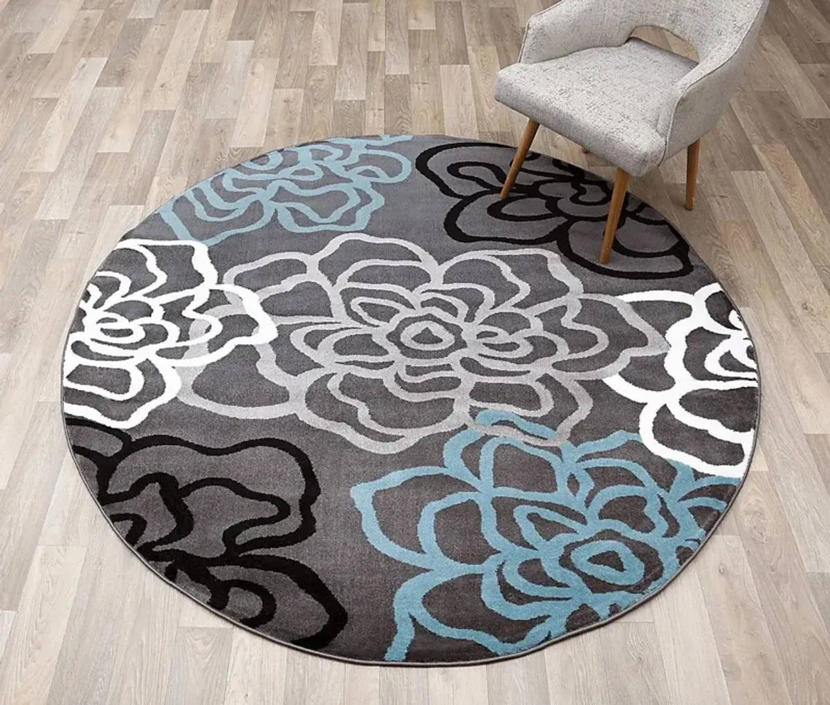 Mangal Dark Gray 6'6 Round Rug