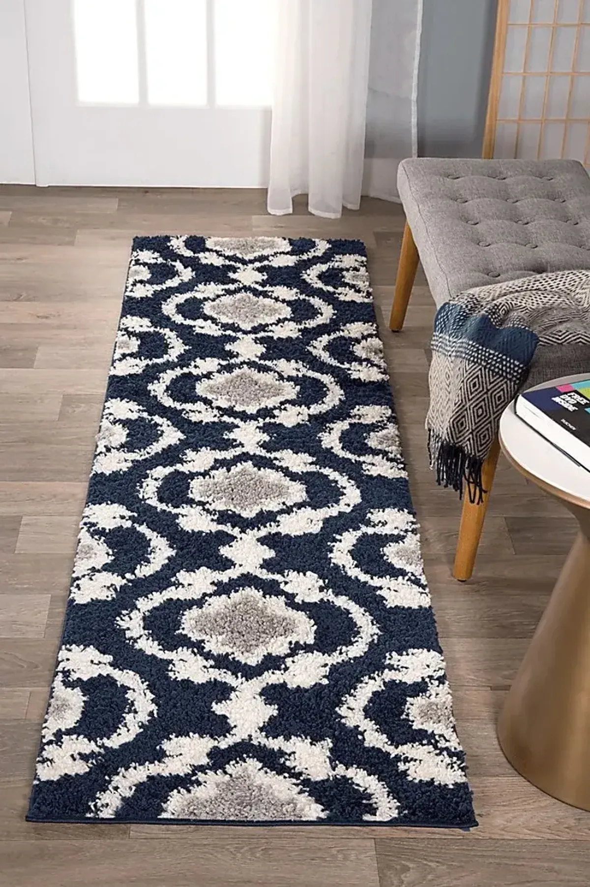 Irenee Navy 2' x 7'2 Runner Rug