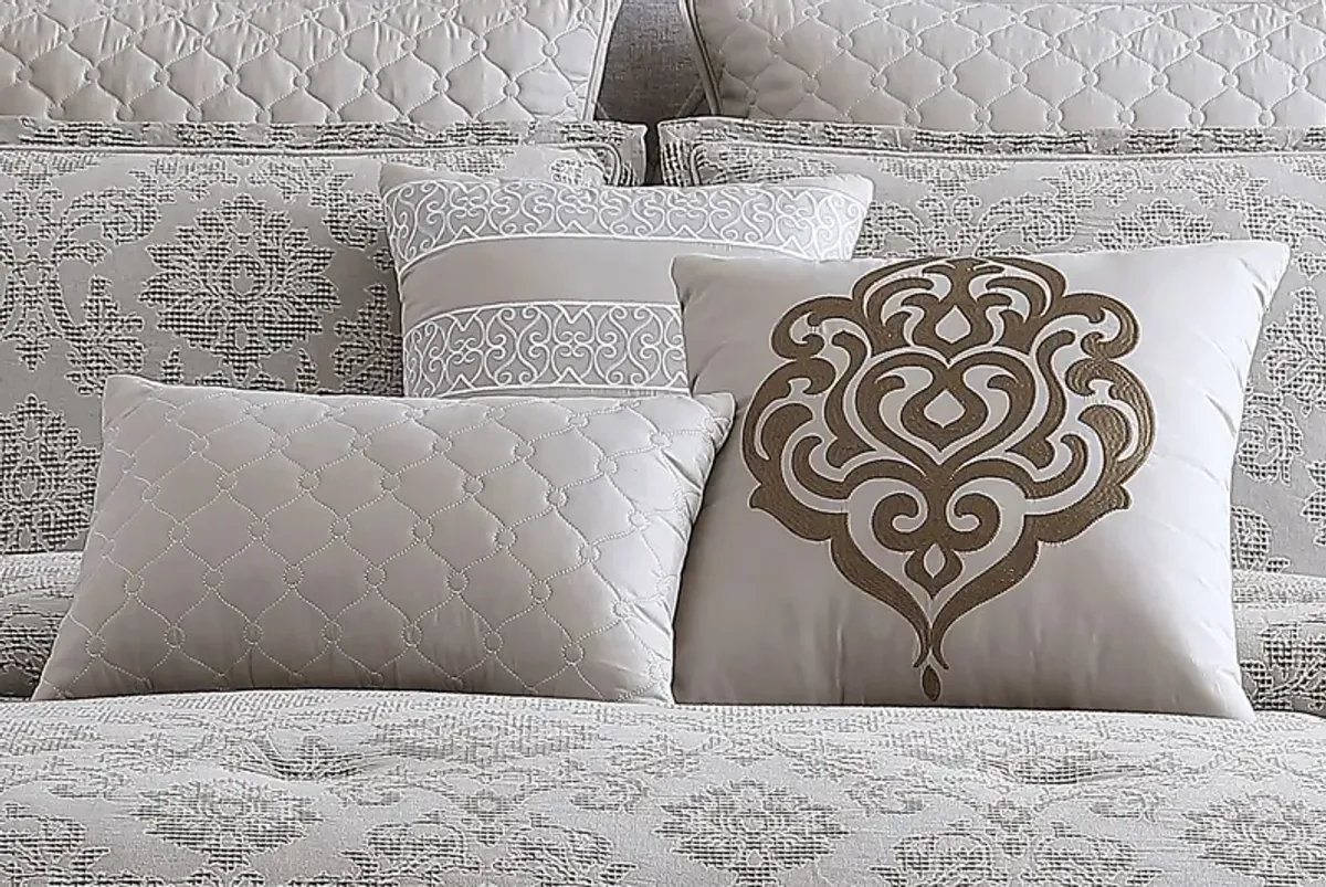 Defremeny Beige 9 Pc Queen Comforter Set