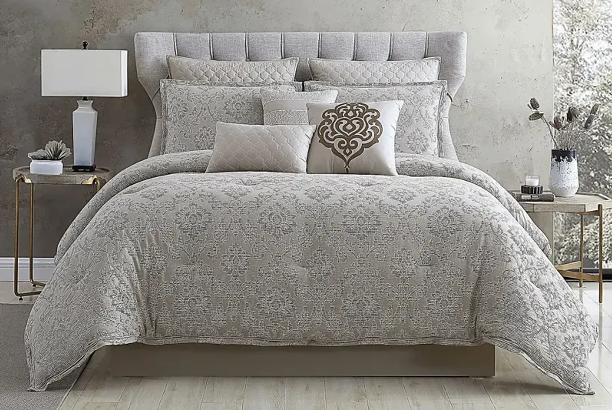 Defremeny Beige 9 Pc Queen Comforter Set