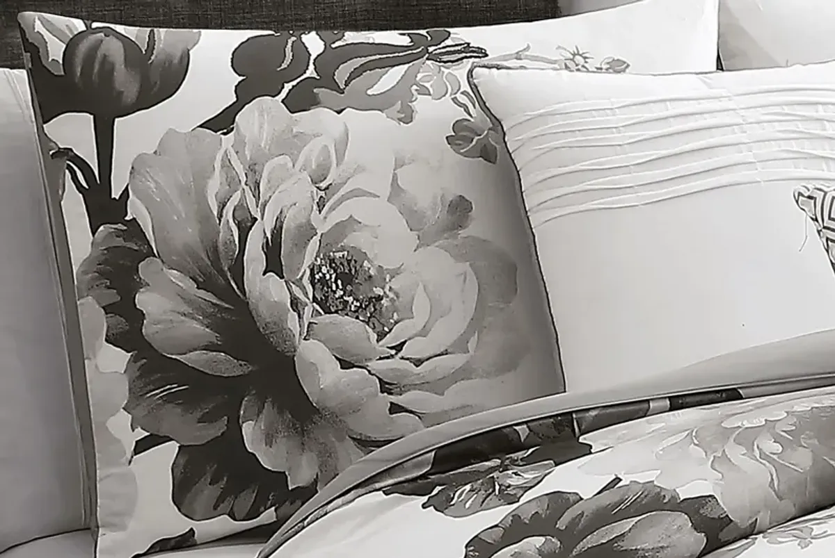 Elrissa Cream Black 7 Pc King Comforter Set