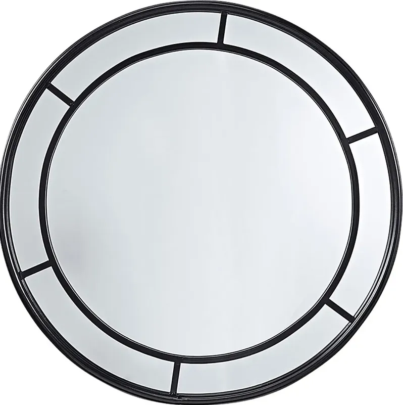 Defremery Black Round Wall Mirror