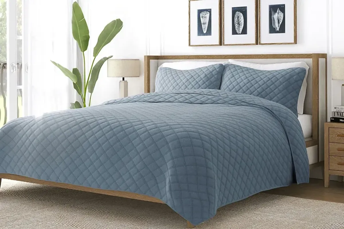 Lulldale Blue 3 Pc King Quilt Set