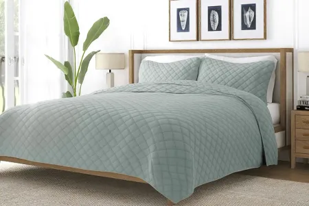 Lulldale Green 3 Pc King Quilt Set