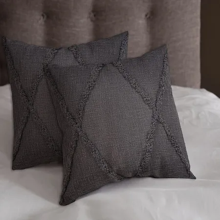 Rosellar Dark Gray Accent Pillow Set of 2