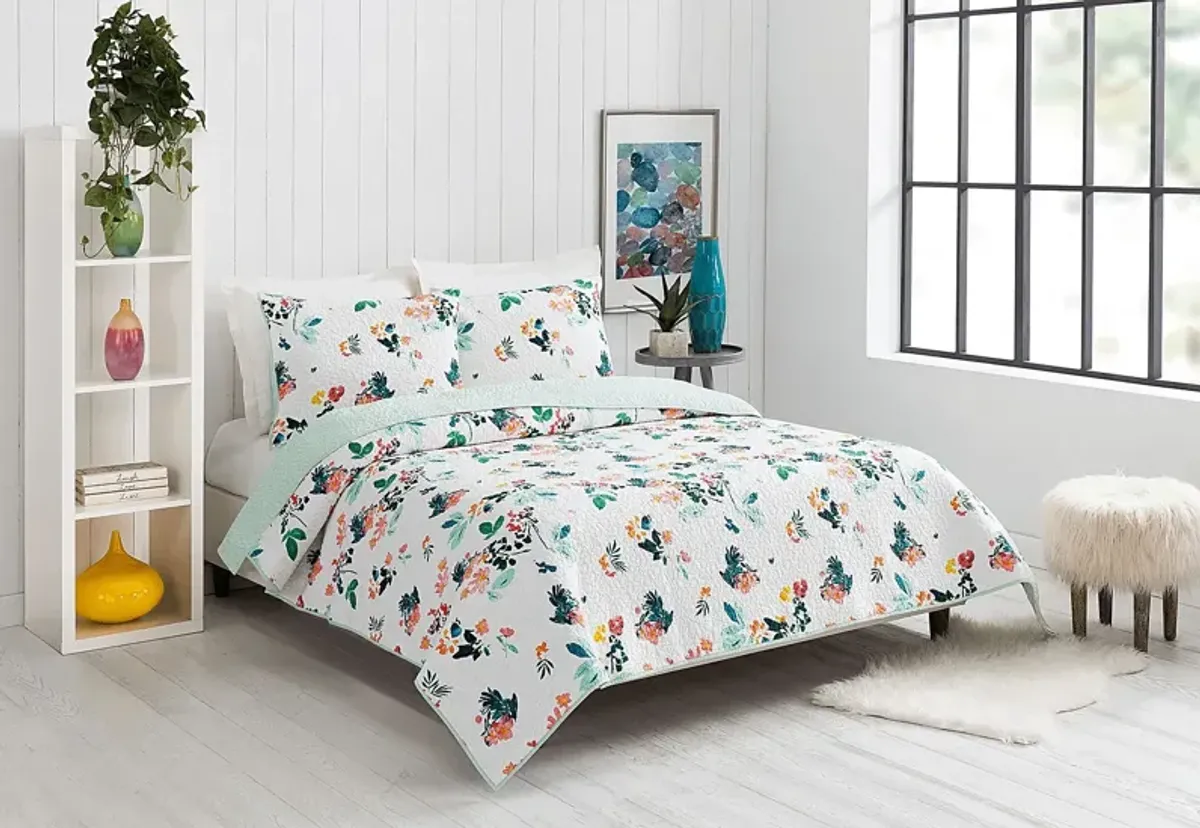 Woodlynn White 3 Pc King Quilt Set