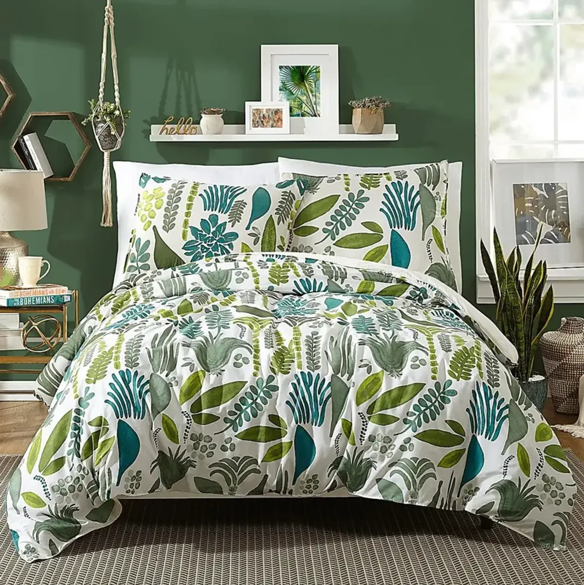 Kostner Green Queen 3 Pc Duvet Set